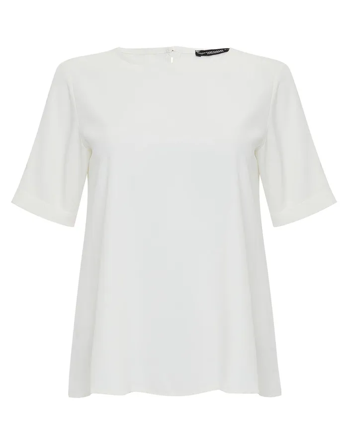 Women Ivory Short Roll Sleeve TShirt Blouse Ivory Threadbare Blouses and Shirts