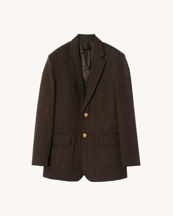 Women Jackets and Blazers Nili Lotan ROMAIN BLAZER Espresso Pinstripes
