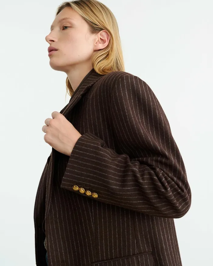 Women Jackets and Blazers Nili Lotan ROMAIN BLAZER Espresso Pinstripes