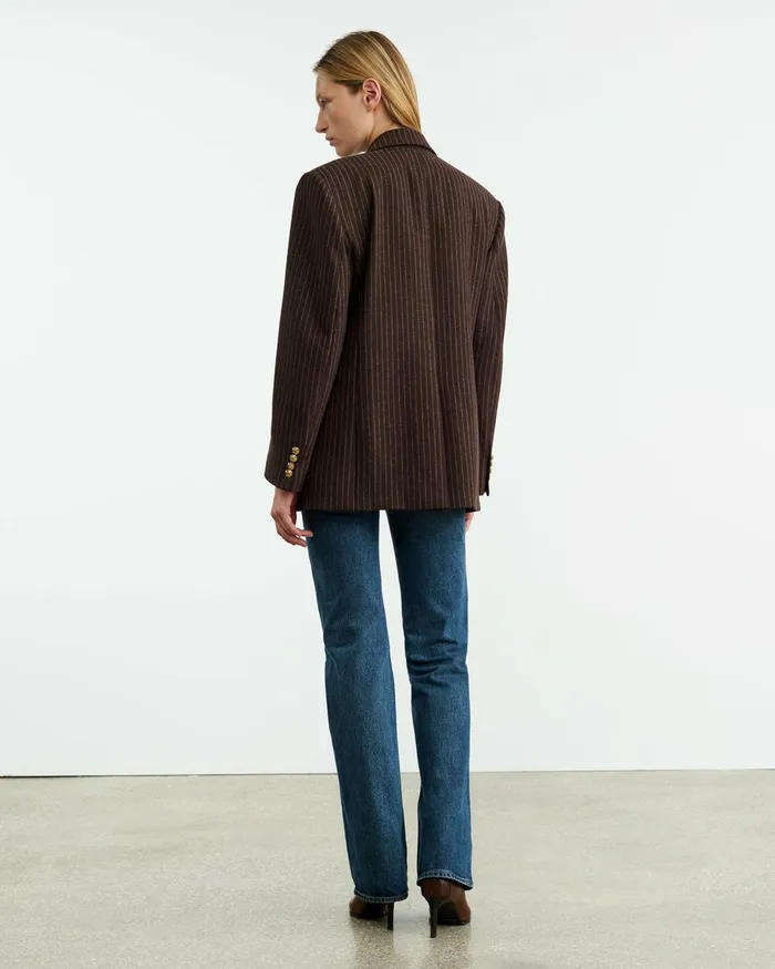Women Jackets and Blazers Nili Lotan ROMAIN BLAZER Espresso Pinstripes