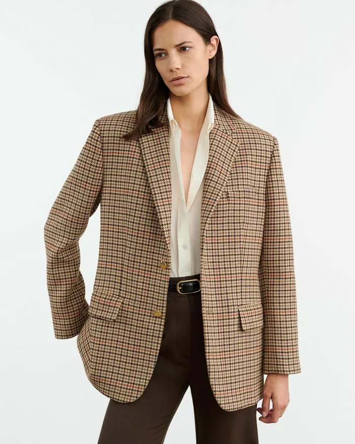 Women Jackets and Blazers Nili Lotan ROMAIN BLAZER Large Oak Check