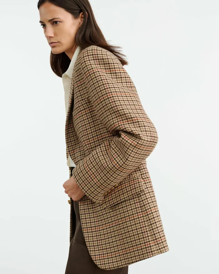 Women Jackets and Blazers Nili Lotan ROMAIN BLAZER Large Oak Check