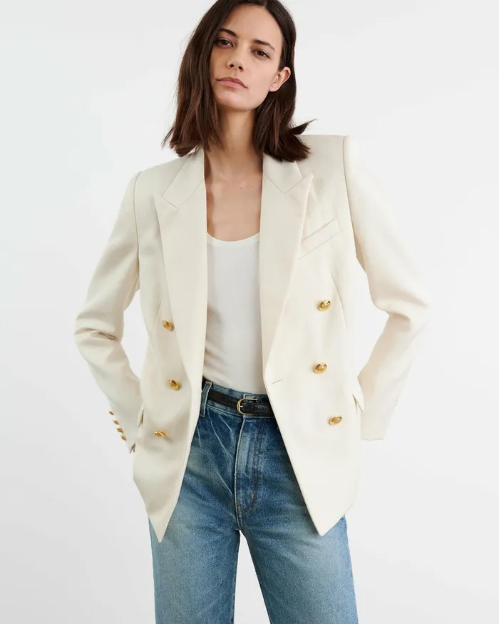 Women Jackets and Blazers Nili Lotan VIRA BLAZER Stone