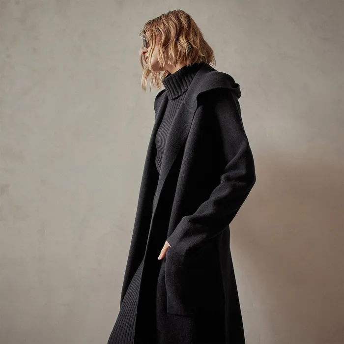 Women JacketsOuterwear James Perse Cashmere Hooded Coat Black