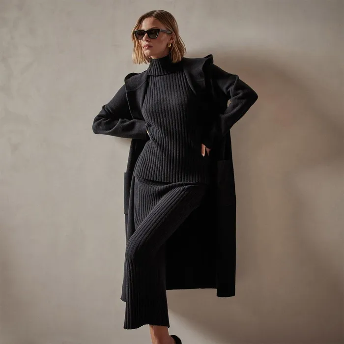 Women JacketsOuterwear James Perse Cashmere Hooded Coat Black
