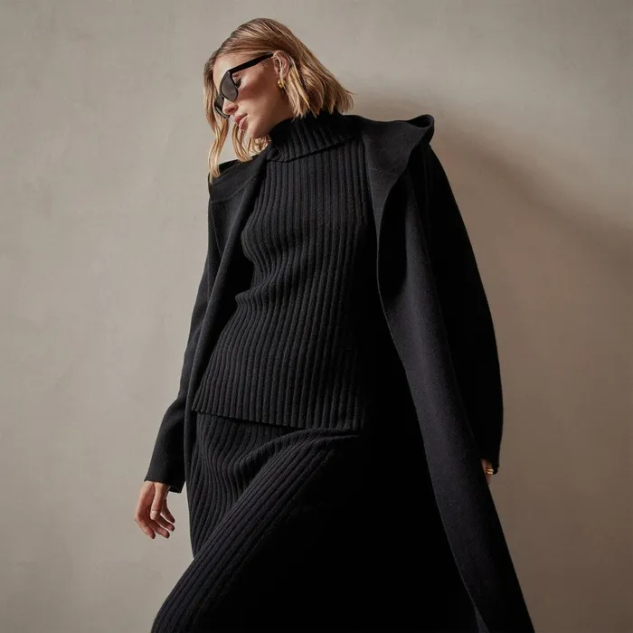 Women JacketsOuterwear James Perse Cashmere Hooded Coat Black