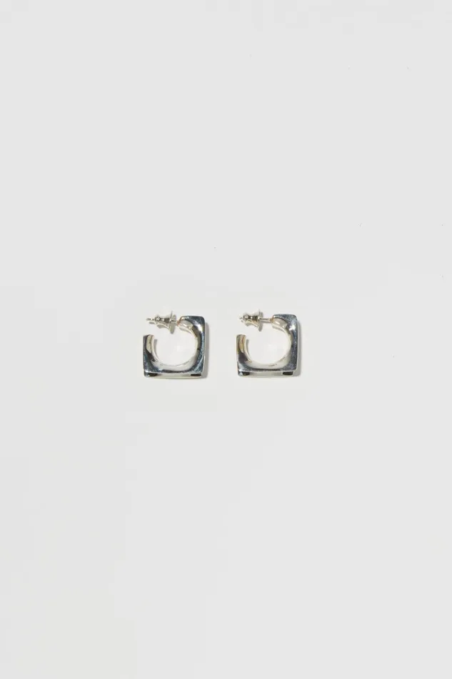 Women Jewellery Lee Mathews Faris Glacon Hoops Silver