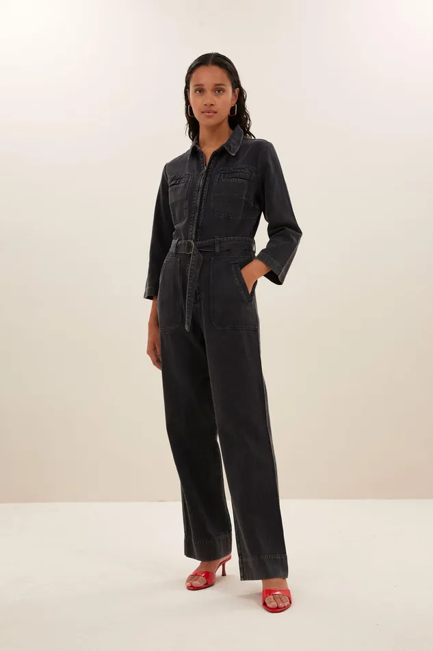 Women Jumpsuits Bybar Louise Twill Suit Jet Black