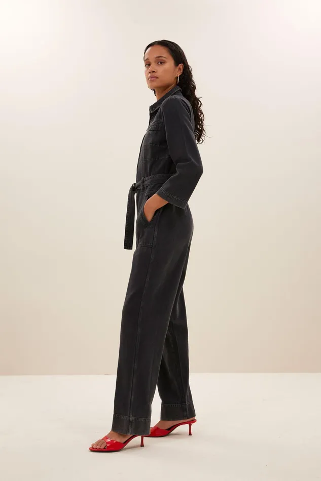 Women Jumpsuits Bybar Louise Twill Suit Jet Black