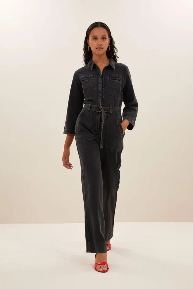 Women Jumpsuits Bybar Louise Twill Suit Jet Black