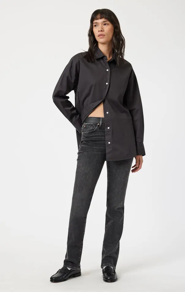 Women Kendra Straight Leg In Smoke Brushed Flex Blue Mavi Jeans Denim