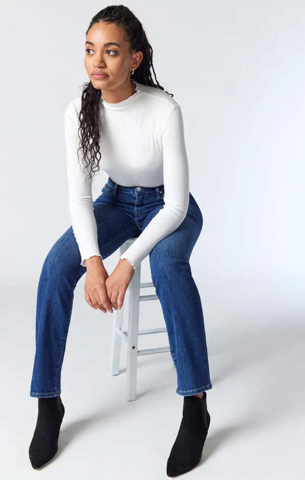 Women Kendra Straight Leg Jeans In Dark Brushed Feather Blue Mavi Jeans Denim
