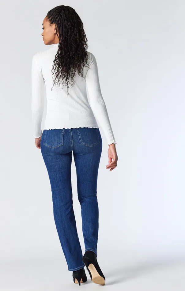 Women Kendra Straight Leg Jeans In Dark Brushed Feather Blue Mavi Jeans Denim Women Kendra Straight Leg Jeans In Dark Brushed Feather Blue Mavi Jeans Denim