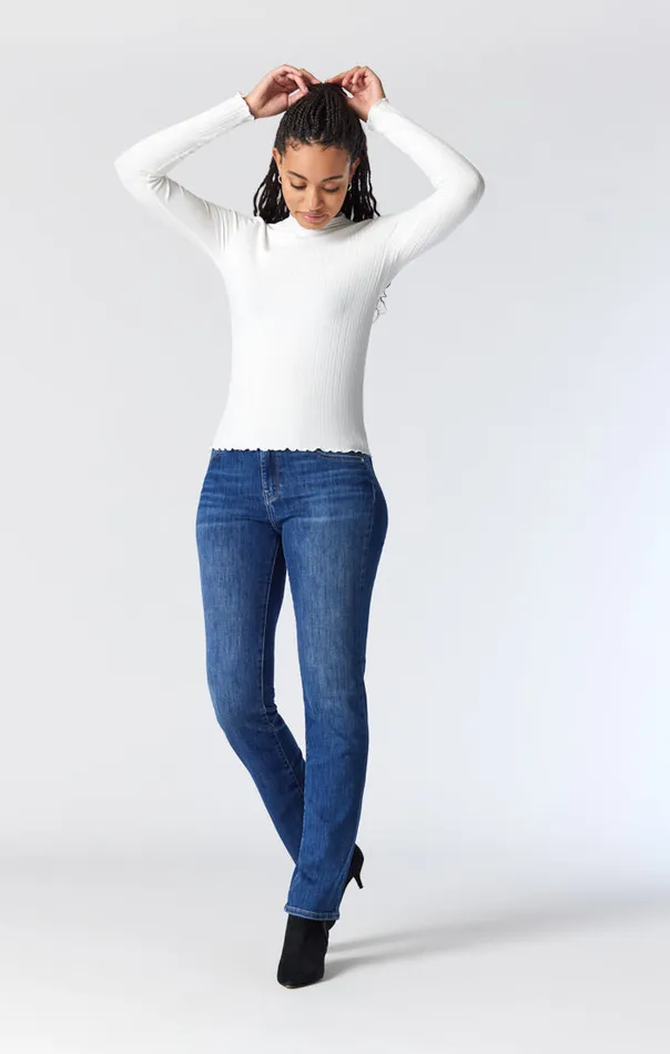 Women Kendra Straight Leg Jeans In Dark Brushed Feather Blue Mavi Jeans Denim Women Kendra Straight Leg Jeans In Dark Brushed Feather Blue Mavi Jeans Denim