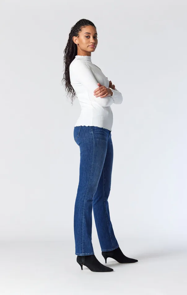 Women Kendra Straight Leg Jeans In Dark Brushed Feather Blue Mavi Jeans Denim Women Kendra Straight Leg Jeans In Dark Brushed Feather Blue Mavi Jeans Denim