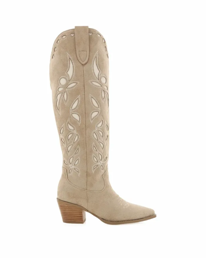 Women Knee High Boots Billini DELLA 8211 TAUPE SUEDE