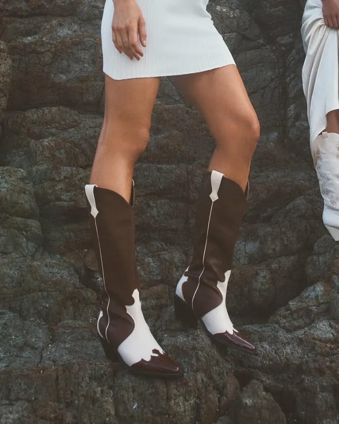 Women Knee High Boots Billini ETTA 8211 CHOCOLATEIVORY