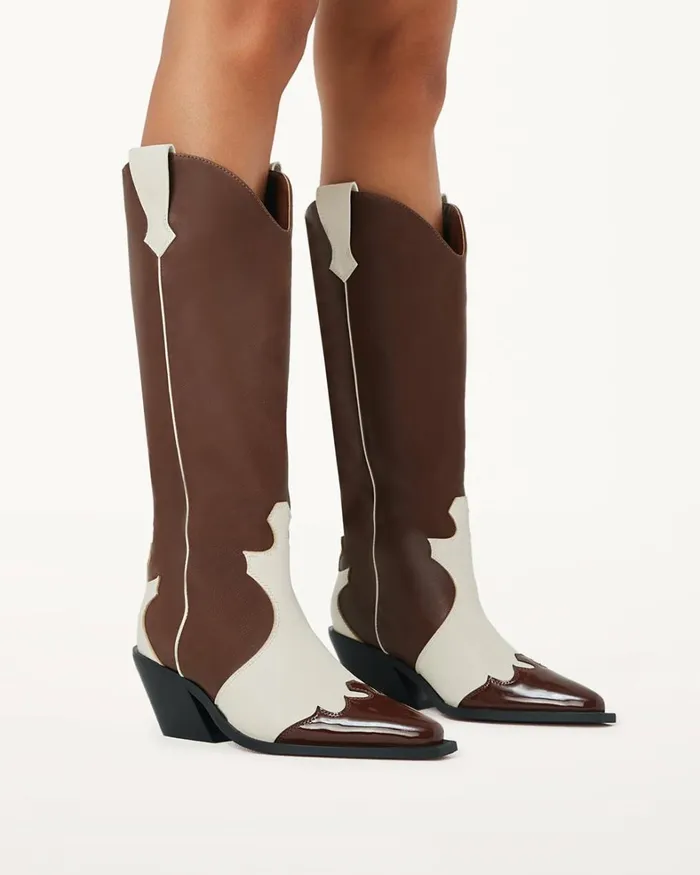 Women Knee High Boots Billini ETTA 8211 CHOCOLATEIVORY