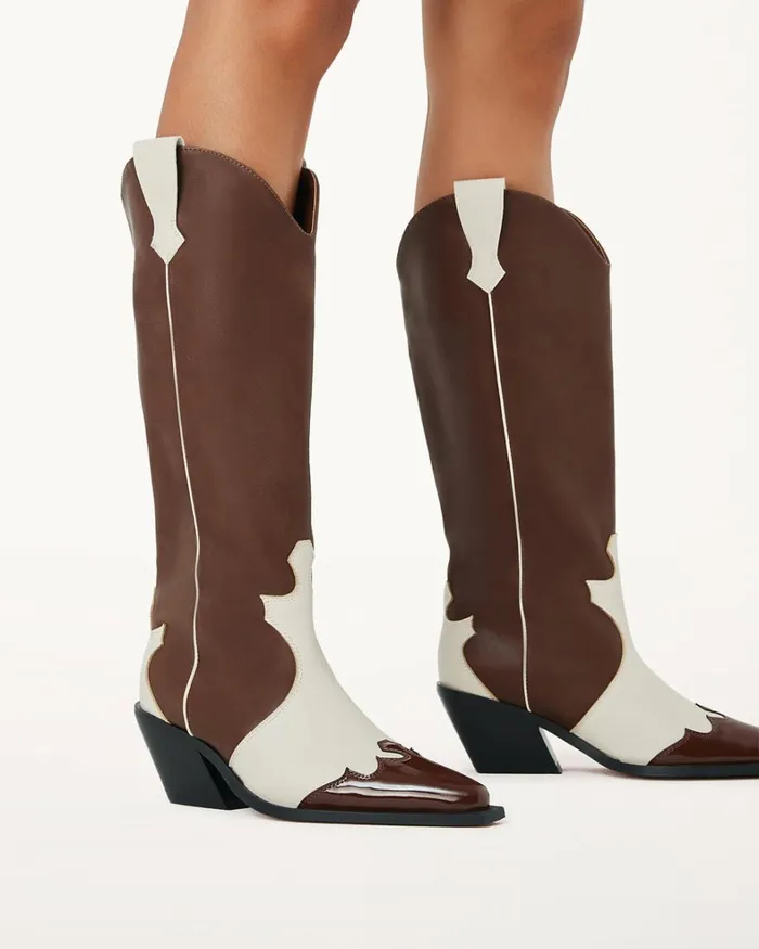 Women Knee High Boots Billini ETTA 8211 CHOCOLATEIVORY