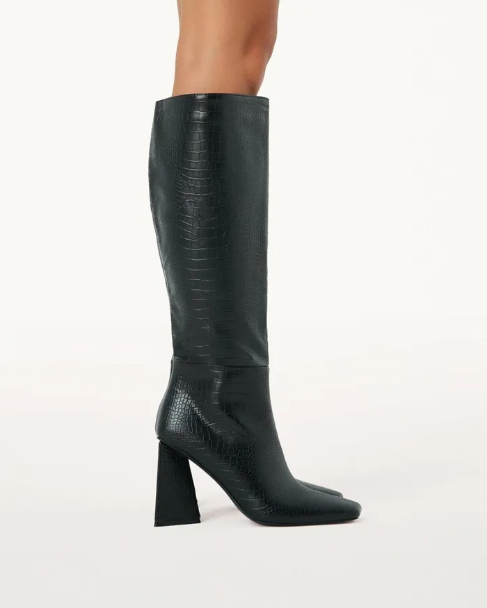 Women Knee High Boots Billini IRMINA 8211 BLACK CROC