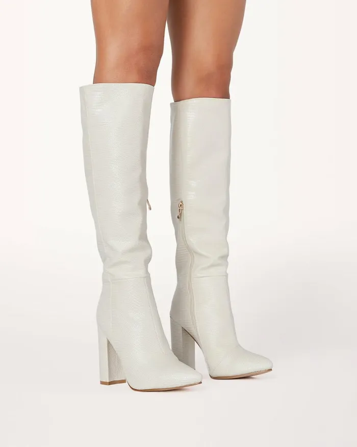 Women Knee High Boots Billini MILLA 8211 IVORY SCALE