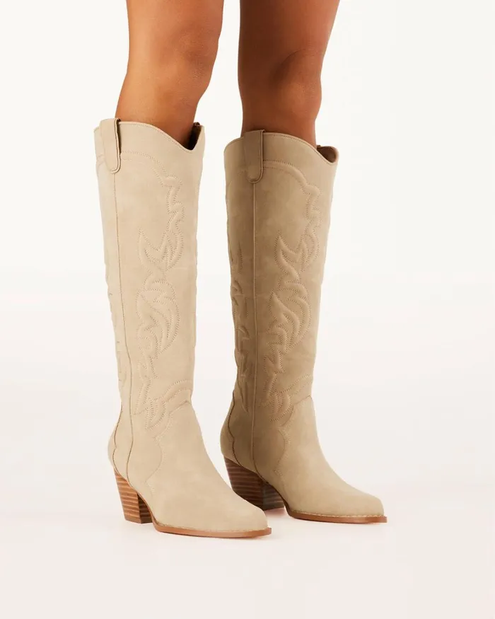 Women Knee High Boots Billini PARKIN 8211 LIGHT TAUPE SUEDE
