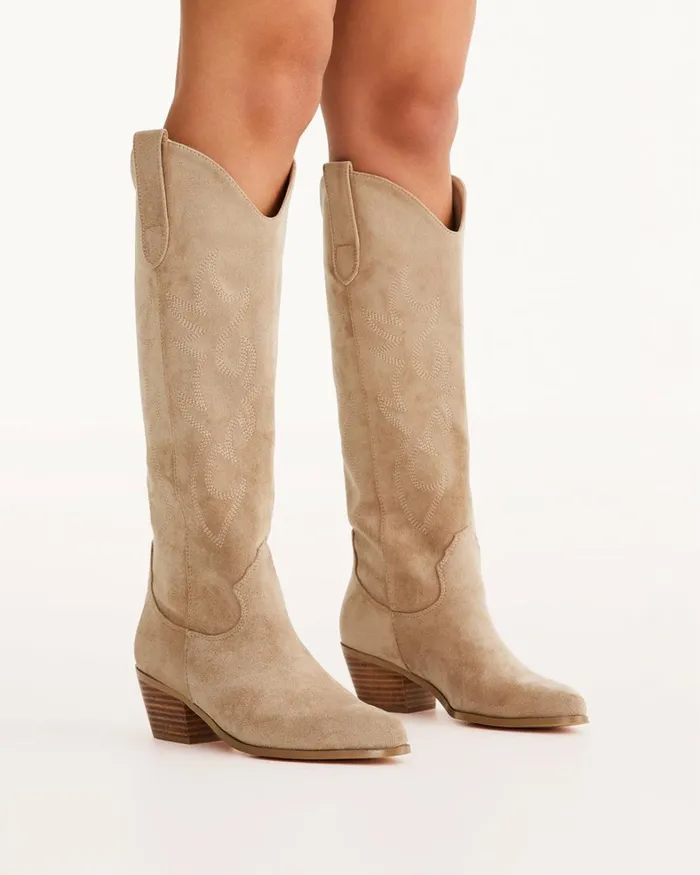 Women Knee High Boots Billini URSON 8211 BISQUE SUEDE