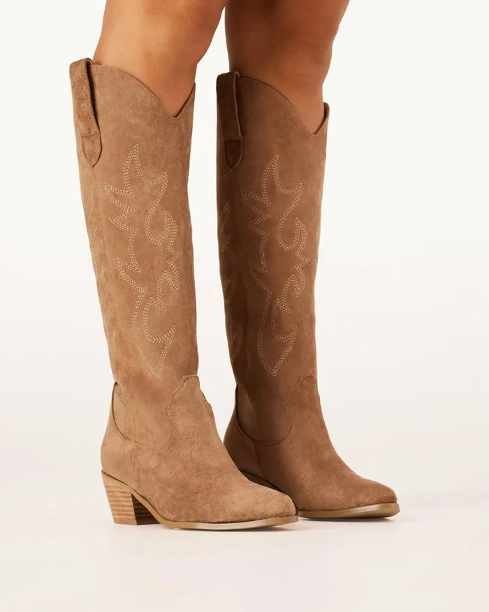 Women Knee High Boots Billini URSON 8211 DARK TAN SUEDE