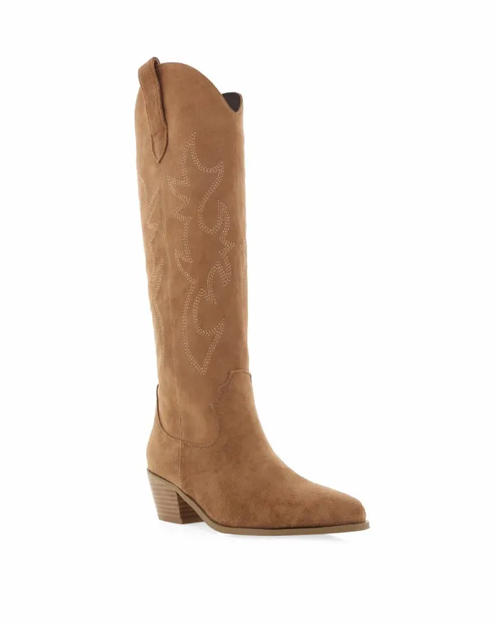Women Knee High Boots Billini URSON 8211 DARK TAN SUEDE