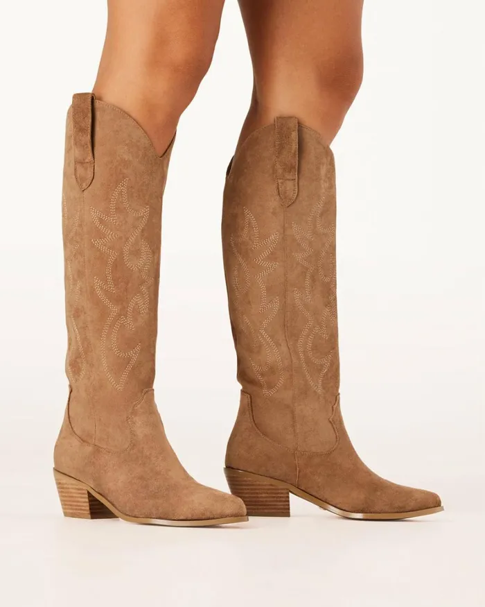 Women Knee High Boots Billini URSON 8211 DARK TAN SUEDE