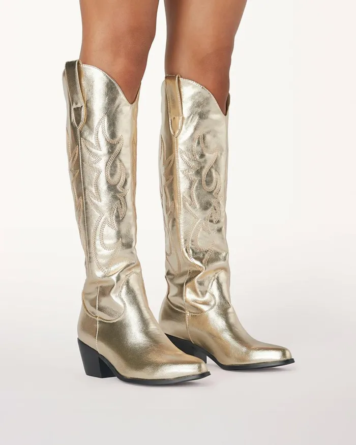 Women Knee High Boots Billini URSON 8211 GOLD METALLIC