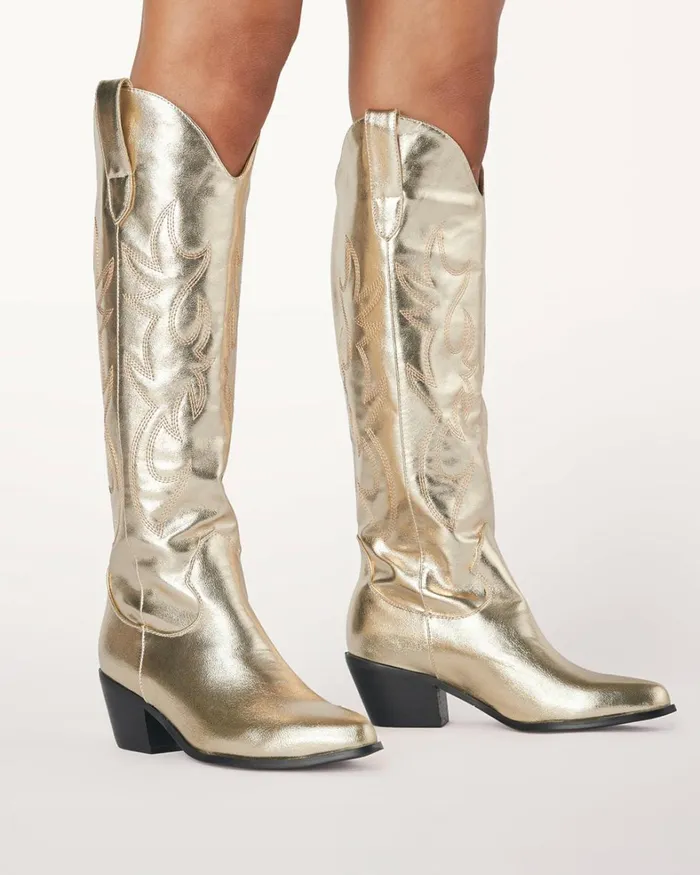 Women Knee High Boots Billini URSON 8211 GOLD METALLIC