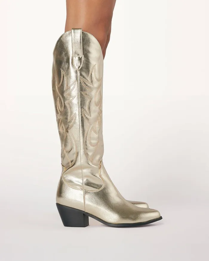 Women Knee High Boots Billini URSON 8211 GOLD METALLIC