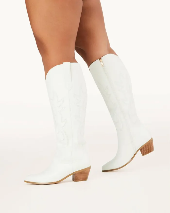 Women Knee High Boots Billini URSON EXTENDED CURVE 8211 WHITE