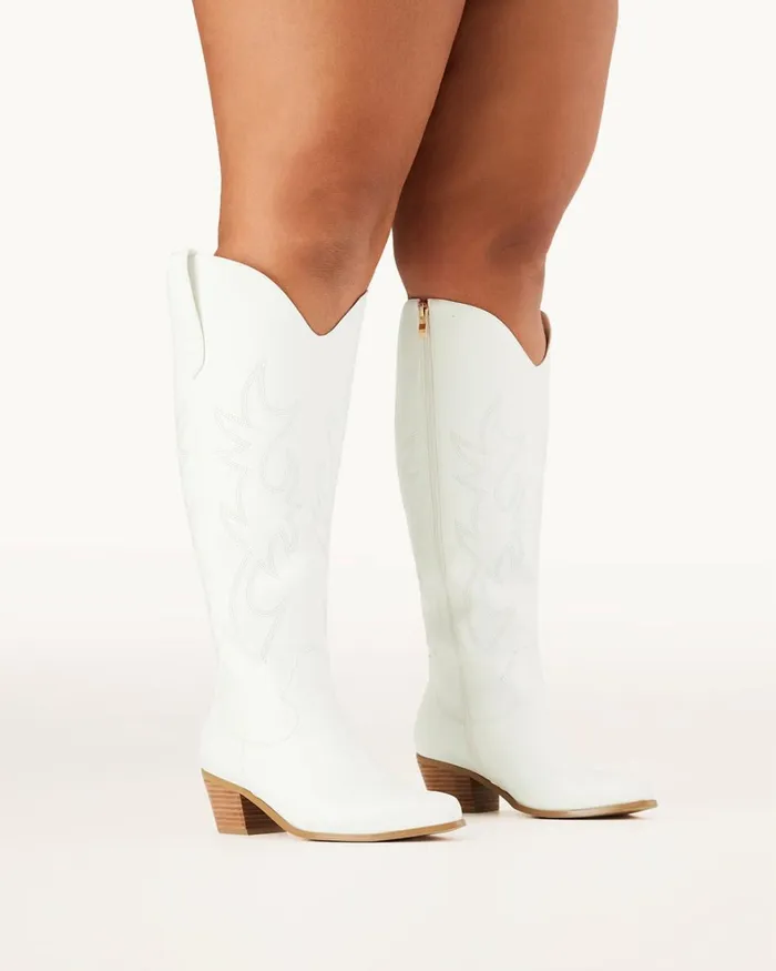 Women Knee High Boots Billini URSON EXTENDED CURVE 8211 WHITE