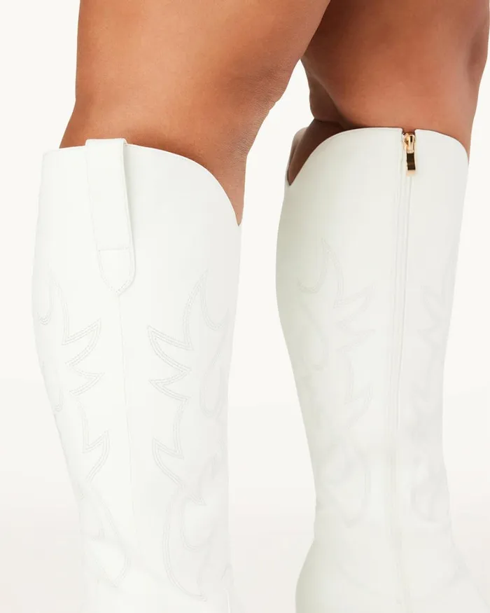 Women Knee High Boots Billini URSON EXTENDED CURVE 8211 WHITE