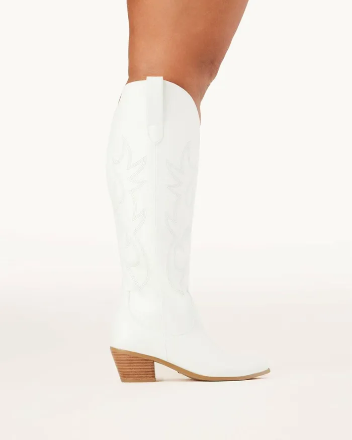 Women Knee High Boots Billini URSON EXTENDED CURVE 8211 WHITE