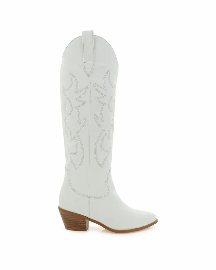 Women Knee High Boots Billini URSON WIDE FIT 8211 WHITE