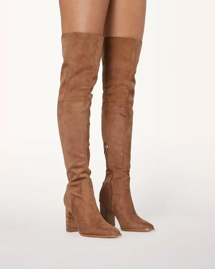 Women Knee High Boots Billini VIXEN 8211 WOOD SUEDENATURAL