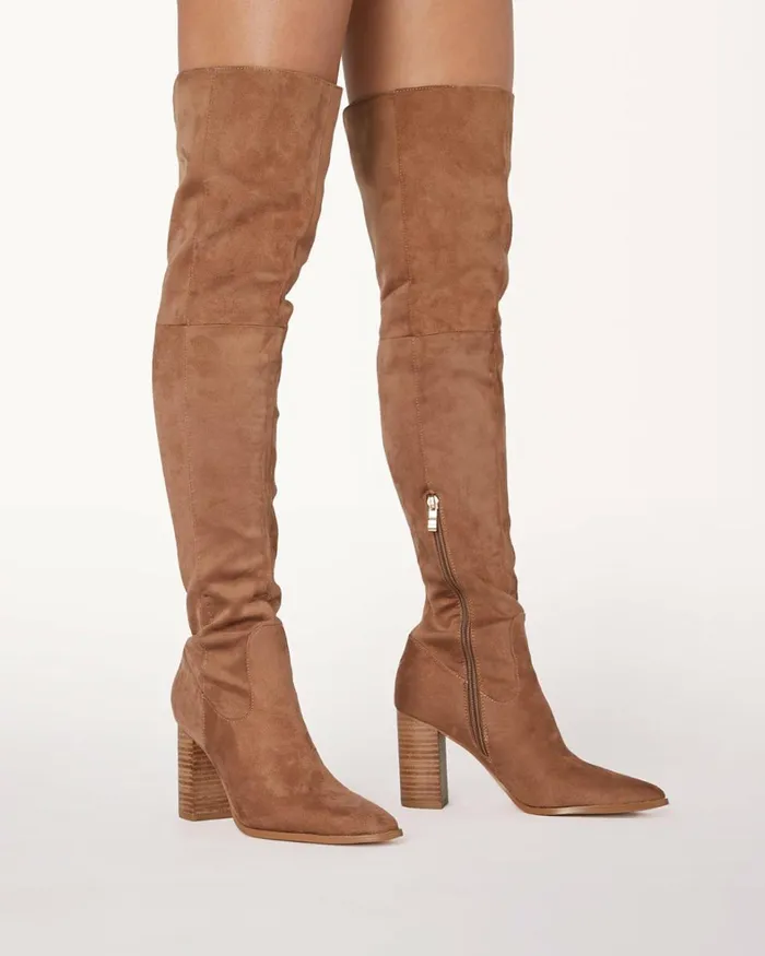 Women Knee High Boots Billini VIXEN 8211 WOOD SUEDENATURAL