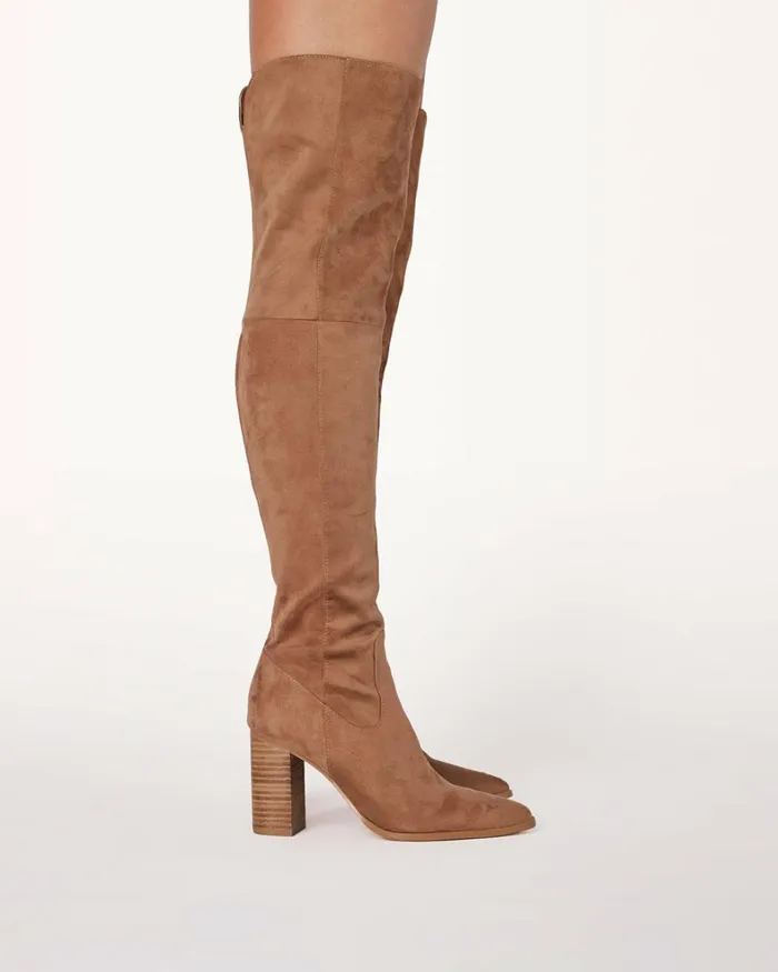 Women Knee High Boots Billini VIXEN 8211 WOOD SUEDENATURAL