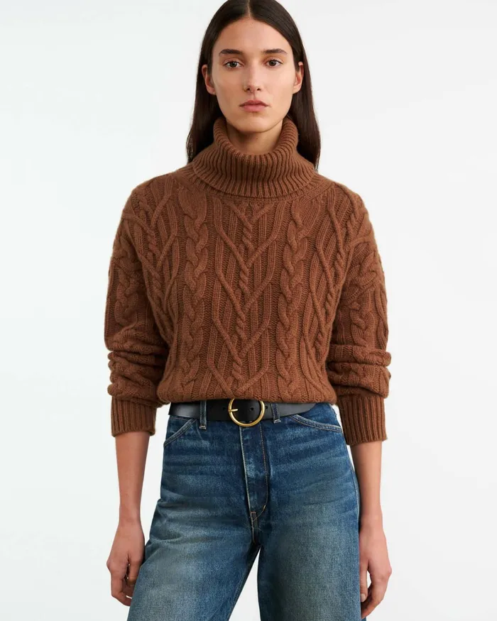 Women Knits and Sweaters Nili Lotan GIGI CASHMERE TURTLENECK SWEATER Coffee