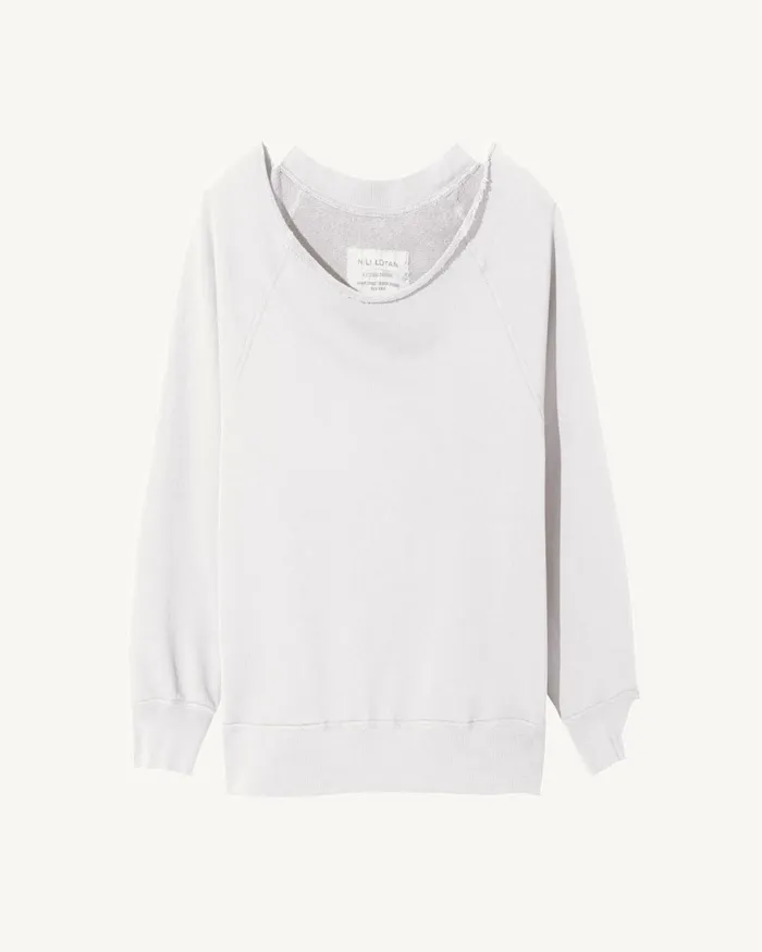Women Knits and Sweaters Nili Lotan LUKA SCOOP NECK SWEATSHIRT Washed Black