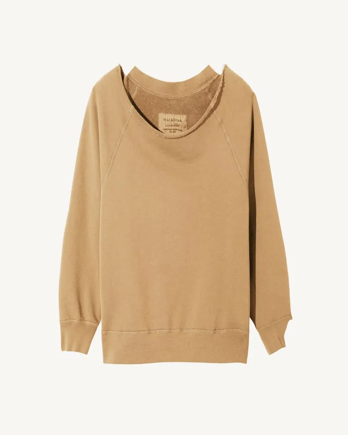 Women Knits and Sweaters Nili Lotan LUKA SCOOP NECK SWEATSHIRT Washed Black