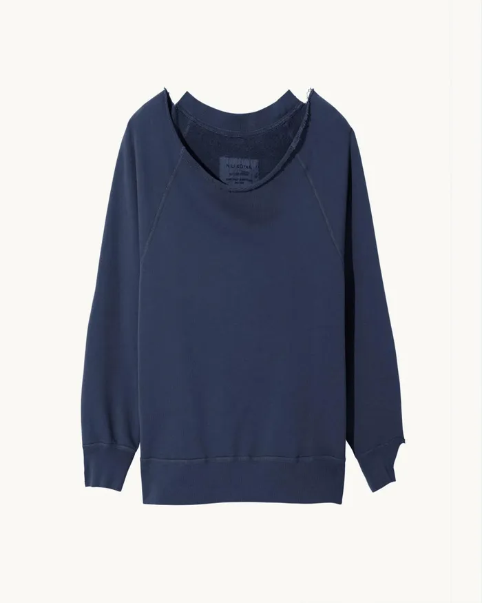 Women Knits and Sweaters Nili Lotan LUKA SCOOP NECK SWEATSHIRT Washed Black