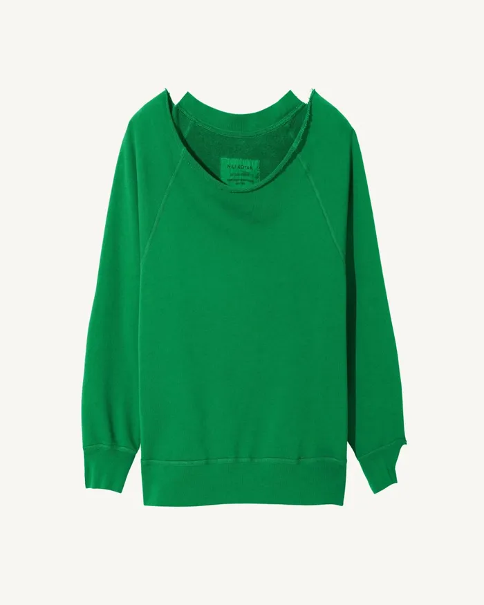 Women Knits and Sweaters Nili Lotan LUKA SCOOP NECK SWEATSHIRT Washed Black