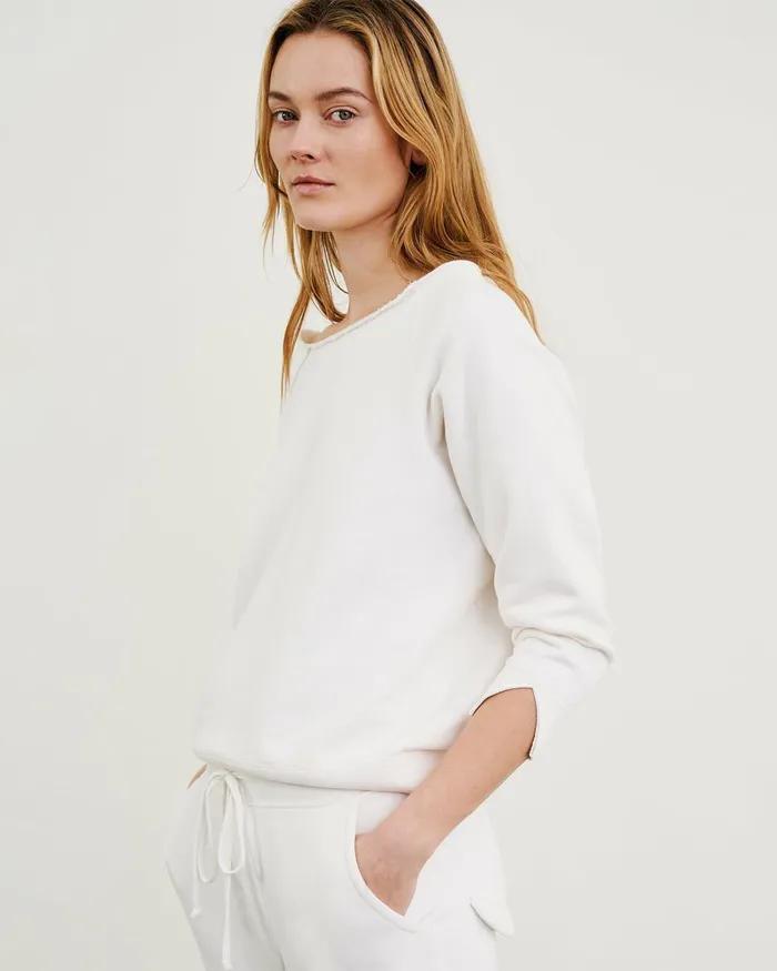 Women Knits and Sweaters Nili Lotan LUKA SCOOP NECK SWEATSHIRT Washed Black