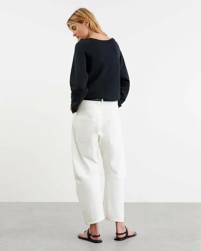 Women Knits and Sweaters Nili Lotan LUKA SCOOP NECK SWEATSHIRT Washed Black