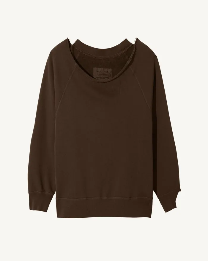 Women Knits and Sweaters Nili Lotan LUKA SCOOP NECK SWEATSHIRT Washed Black