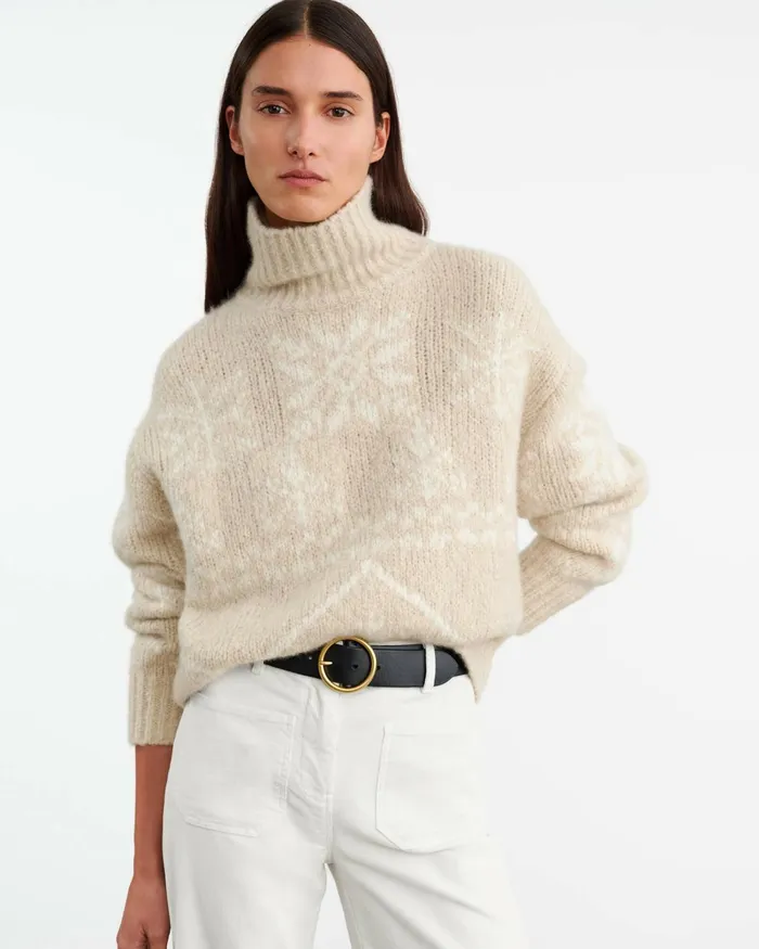 Women Knits and Sweaters Nili Lotan MEREDITH TURTLENECK SWEATER Beigeivory